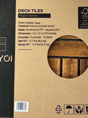 Golden Teak Interlocking Deck Tiles - Warm Brown

$70.00 for two boxes